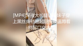 [MP4]深夜大长腿舞蹈妹子穿上黑丝撕裆翘起屁股摸逼蹲着特写口交大屌